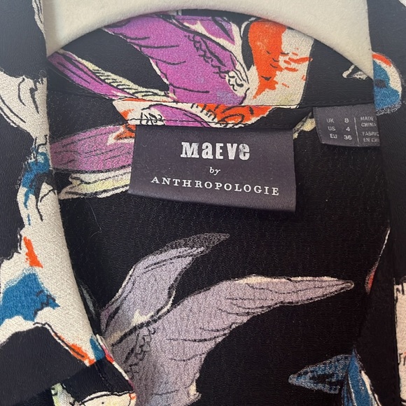 Maeve by Anthropology Long Sleeve Bird Dress Size 4 - Picture 5 of 7